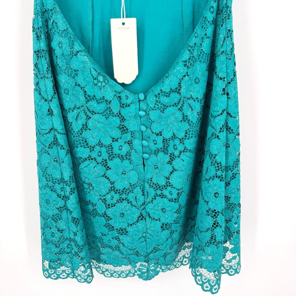 NWT For Love & Lemons Creamsicle Lace Slip Dress Teal Underwire Cutout L - Picture 9 of 13